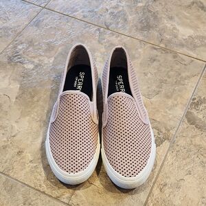 Sperry Seaside Perforated Leather Slip-on Shoes Rose/Pink 8M NWT